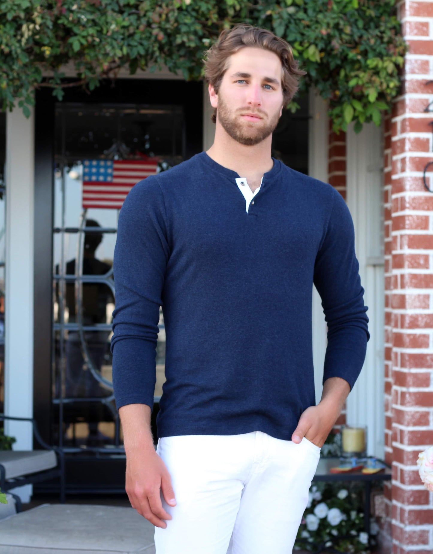 Men's Two Button Henley